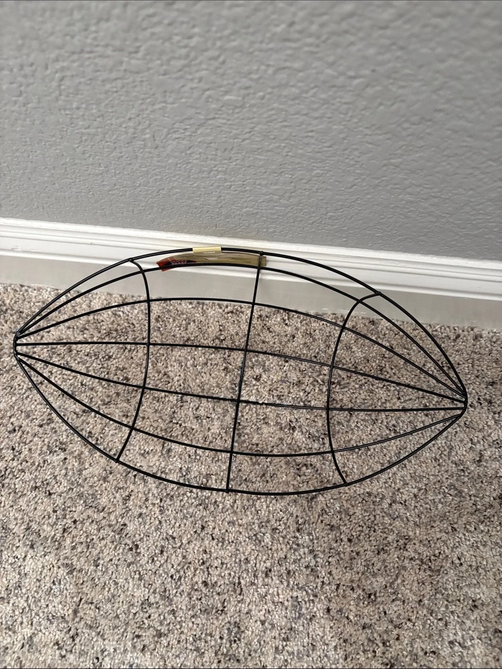 Set of 2. Black Wire Football-Shaped Decorative Basket